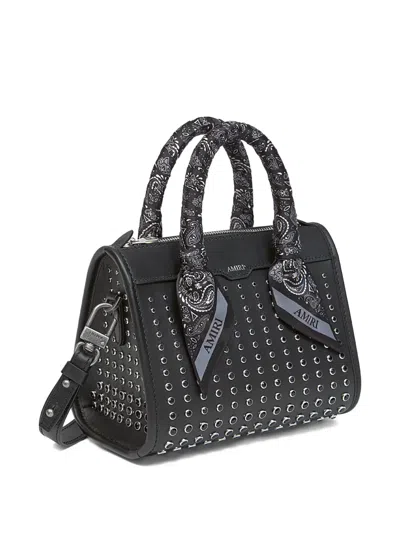 Amiri Stud Micro Triangle Satchel Bag In Black