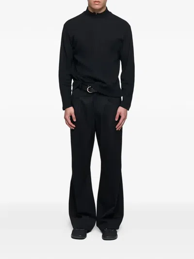 O.files Zip-collar T-shirt In Black