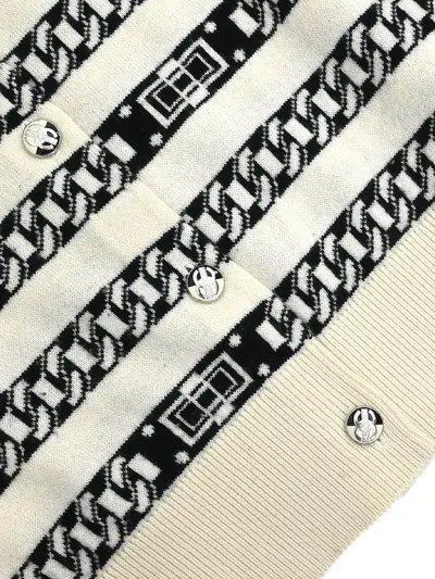 Pre-owned Chanel 2017 Striped-pattern Cardigan In Neutral