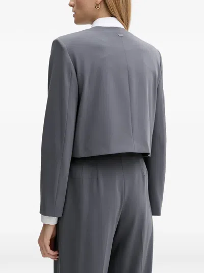 Armani Exchange Button Cropped Jacket In Gray