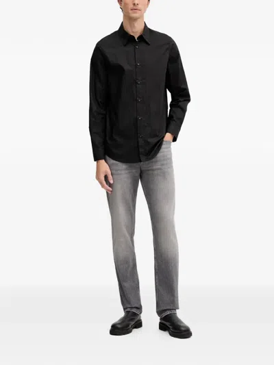 Armani Exchange Patterned Buttoned Shirt In Black