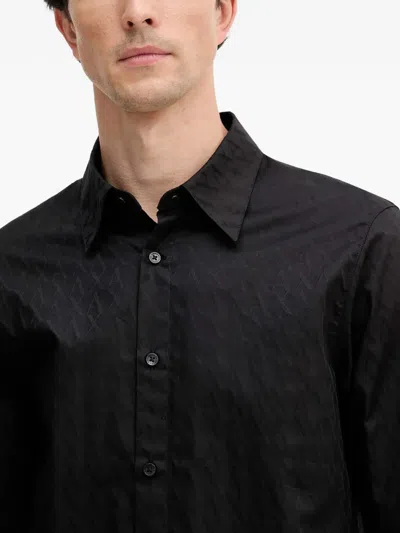Armani Exchange Patterned Buttoned Shirt In Black