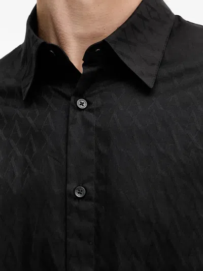 Armani Exchange Patterned Buttoned Shirt In Black