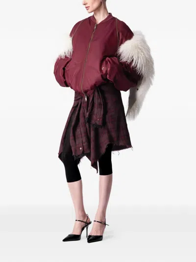 Article Ten Shearling-panel Bomber Jacket In Red