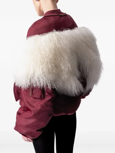 Article Ten Shearling-panel Bomber Jacket In Red