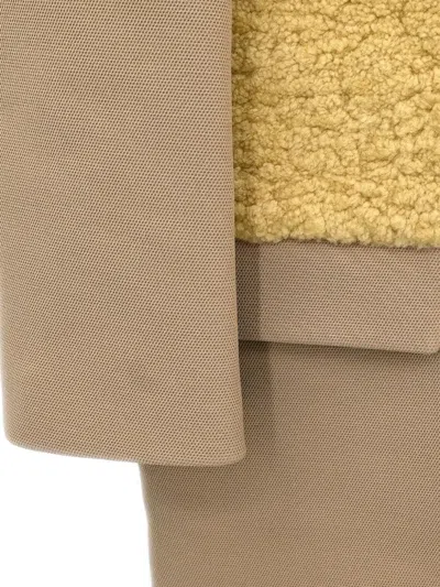 Pre-owned Celine 2010s Shearling-panel Coat In Neutral