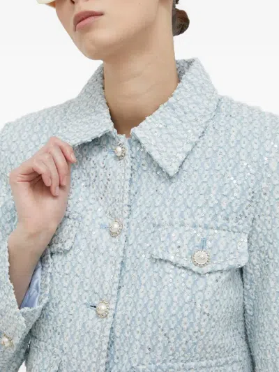 Miss Sixty Pearl-buttoned Flap-pockets Jacket In Blue