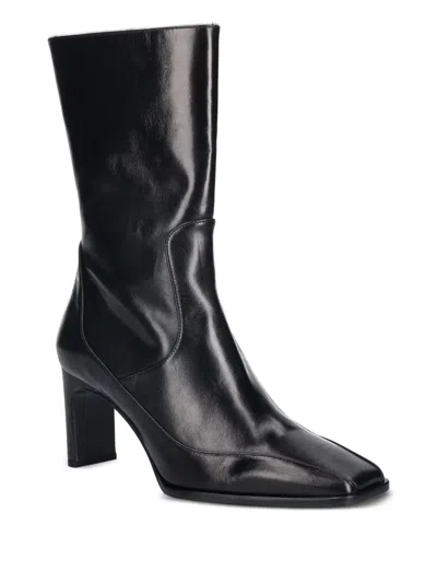 Billi Bi Square-toe Boots In Black