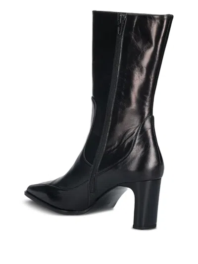 Billi Bi Square-toe Boots In Black