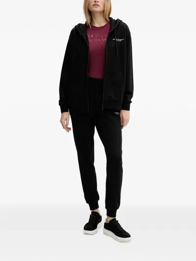 Armani Exchange Drawstring Zip-up Top In Black