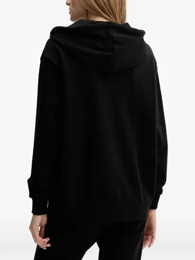 Armani Exchange Drawstring Zip-up Top In Black