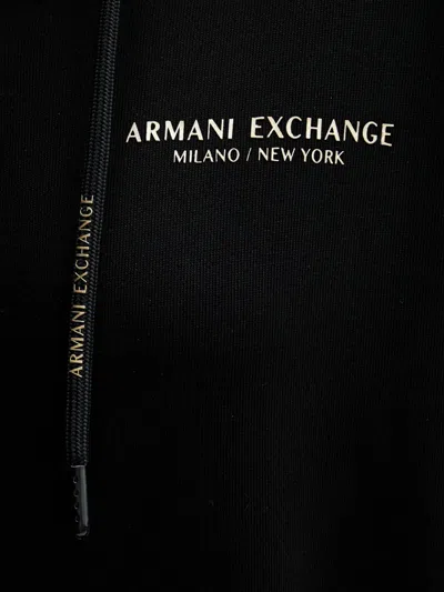 Armani Exchange Drawstring Zip-up Top In Black