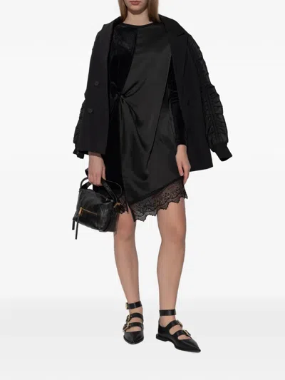 Allsaints Womens Black Lana Lace-embroidered Short-sleeve Cotton Mini Dress