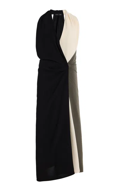 Proenza Schouler Elsa Colorblock Matte Double Crepe Dress In Black