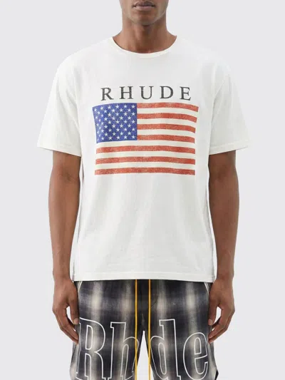 Rhude Graphic Print Crew Neck Short Sleeve T-shirt In White