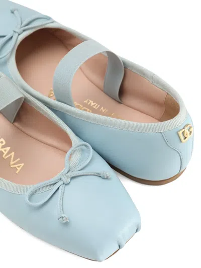 Dolce & Gabbana Bow-detail Ballet Flats In Blue