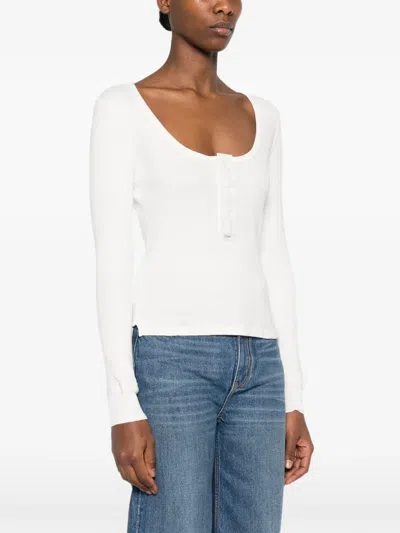 Chloé Button Long-sleeve T-shirt In White