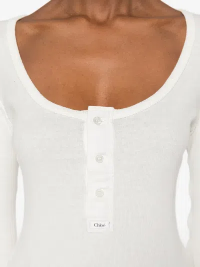 Chloé Button Long-sleeve T-shirt In White