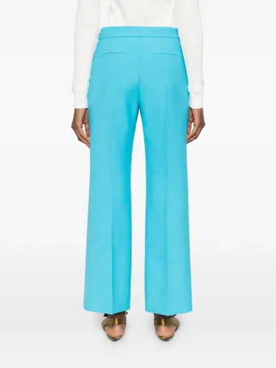 Chloé Lower Impact Wool Crepe Straight-leg Ankle Pants In Blue