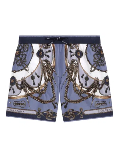 Dolce & Gabbana Boys Nautical Print Swim Shorts In Purple
