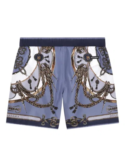 Dolce & Gabbana Boys Nautical Print Swim Shorts In Purple