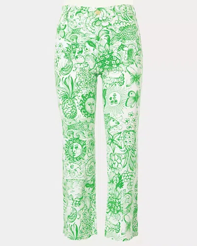 Lilly Pulitzer Harleen High Rise Crop Jeans In Rosanna Wash In Green