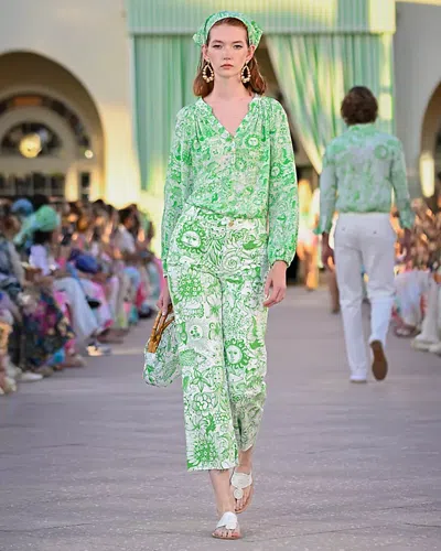 Lilly Pulitzer Harleen High Rise Crop Jeans In Rosanna Wash In Green