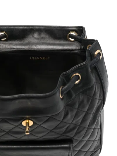 Pre-owned Chanel Medium Trapuntato Leather Backpack In Black