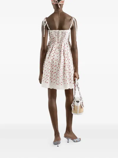 Dolce & Gabbana Lace-trimmed Floral-print Cotton-blend Poplin Bustier Mini Dress In Multi