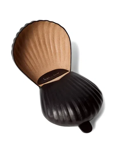 Lemaire Carlos Shell Key Ring In Leather In Black