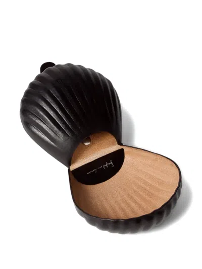Lemaire Carlos Shell Key Ring In Leather In Black