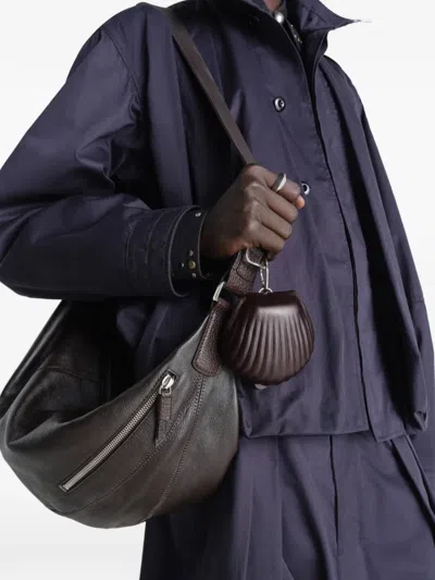 Lemaire Carlos Shell Key Ring In Leather In Black