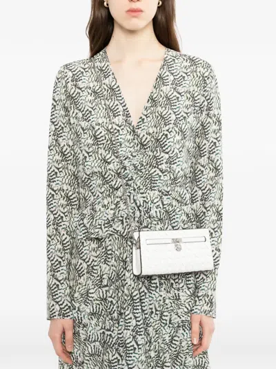 Michael Kors Chain Strap Textured Pattern Crossbody Bag In Silver