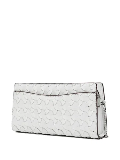 Michael Kors Chain Strap Textured Pattern Crossbody Bag In Silver