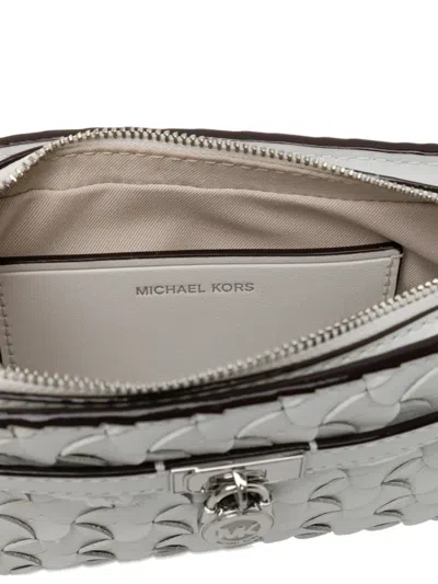 Michael Kors Chain Strap Textured Pattern Crossbody Bag In Silver