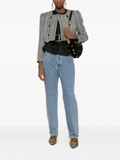 Chloé Double-breasted Check Jacket In Gray