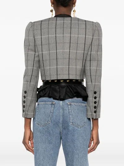Chloé Double-breasted Check Jacket In Gray