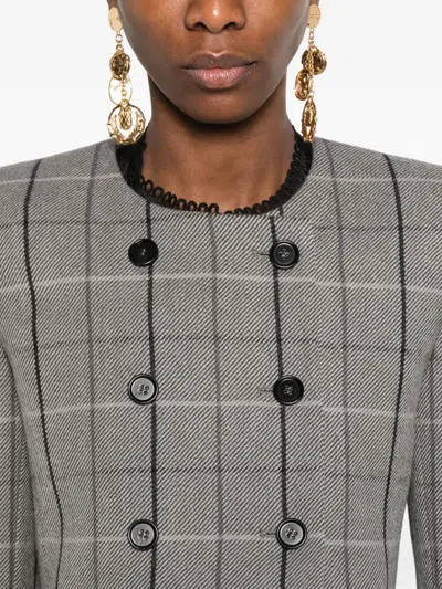 Chloé Double-breasted Check Jacket In Gray