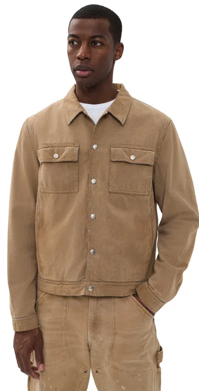 Mm6 Maison Margiela Flock Denim Trucker Jacket Sand In Brown