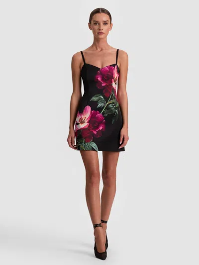 Alice And Olivia Nina Sweetheart Spaghetti Strap Mini Dress Empress Bloom Black In Multi