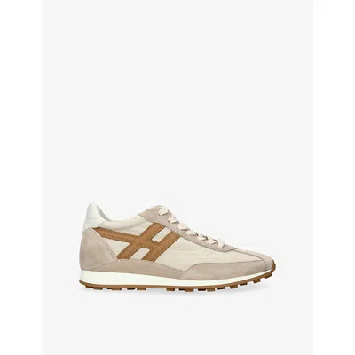 Hogan Low Top Sneakers Contrast Panel Rubber Sole In Neutral
