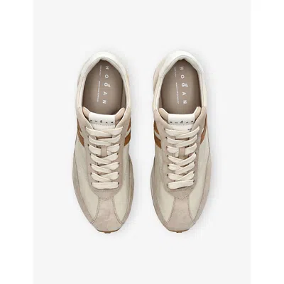 Hogan Low Top Sneakers Contrast Panel Rubber Sole In Neutral