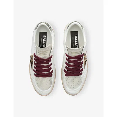 Golden Goose Ballstar White Low Top Sneakers With Glittered Star Patch On The Side And Glittered Heel With Logo L In Multi