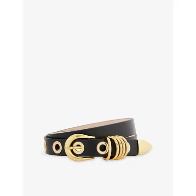 Dehanche Full Rivet Eyelet-embellished Leather Belt In Black