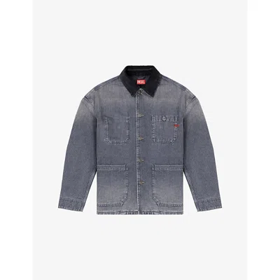 Diesel Mens 07 D-stack-u-l Faded Denim Jacket In Multi