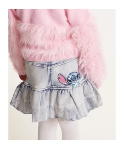 Monnalisa Embellished Stitch Print Mini Skirt In Blue