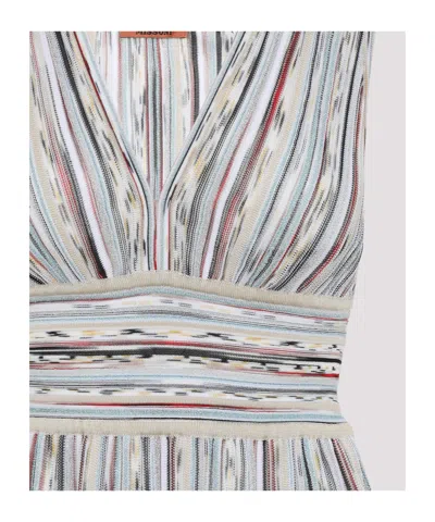 Missoni Striped Knit Midi Dress Empire Waist In Multi