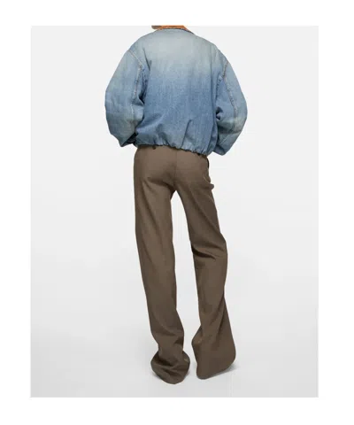 Acne Studios Leather Collar Denim Bomber Jacket In Blue