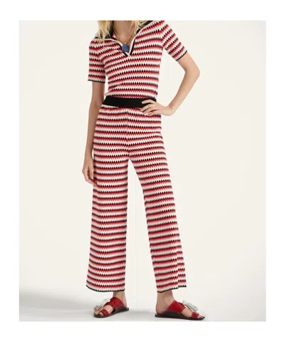 La Doublej Cropped Wide-leg Jacquard-knit Pants In Multi