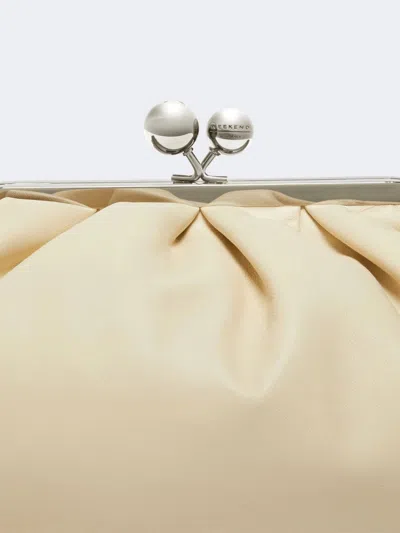 Weekend Max Mara Small Pasticcino Ruched Chain Clutch Bag In Brown